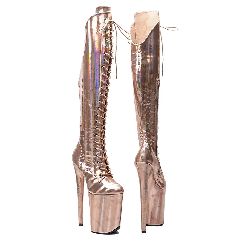 23CM/9inches Shiny  material PU  fashion  lady  High Heel platform  Pole Dance boots