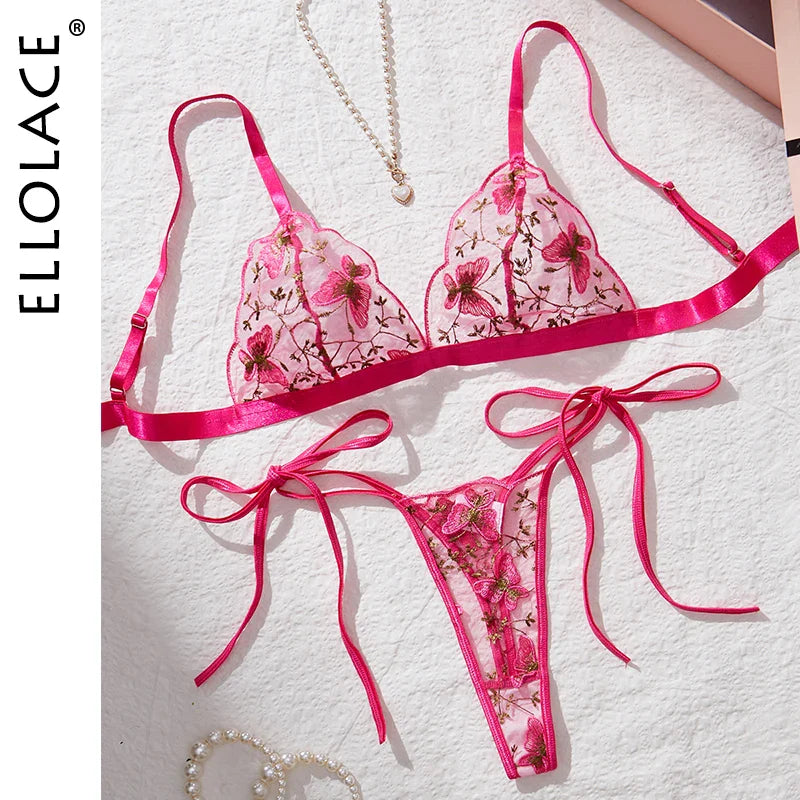 Ellolace Butterfly Lingerie g-String Women Fancy Underwear 18 Transparent Onlynfans Kit Sexy Lace Bilizna Outfit Romantic Sets