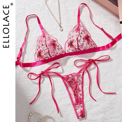 Ellolace Butterfly Lingerie g-String Women Fancy Underwear 18 Transparent Onlynfans Kit Sexy Lace Bilizna Outfit Romantic Sets