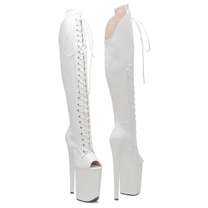 23CM/9inches  matte PU upper y boots Open Toe High Heels Platform Pole Dance shoes