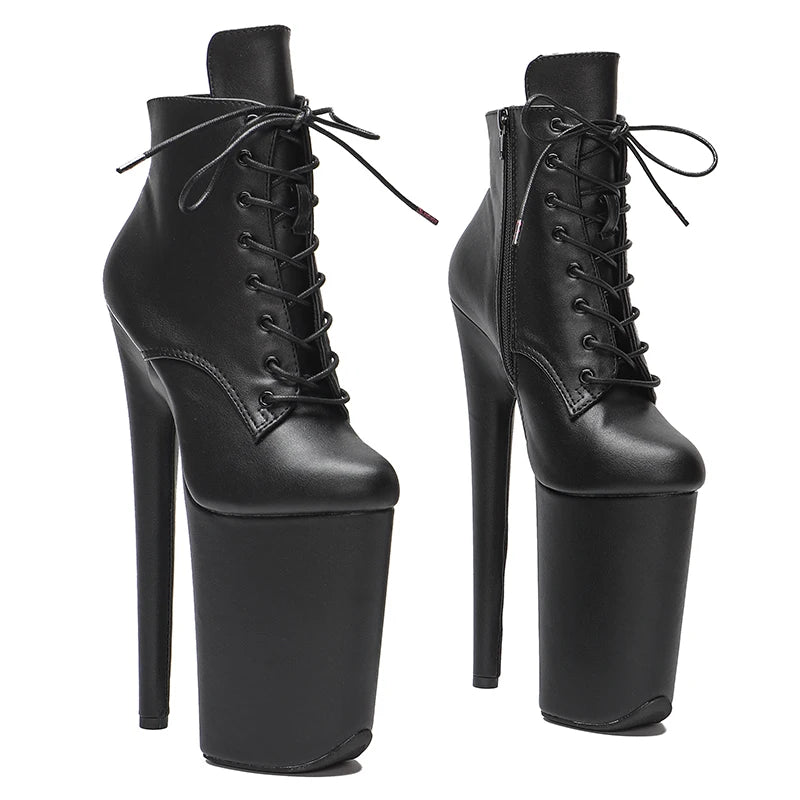 23CM/9inches PU upper y Short Boots Nightclub  Stiletto Pumps Side Zipper High Heels Women's Party Shoes 2B