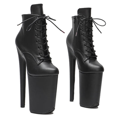 23CM/9inches PU upper y Short Boots Nightclub  Stiletto Pumps Side Zipper High Heels Women's Party Shoes 2B