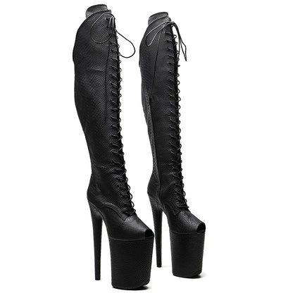 23CM/9inches Snake  upper y boots  Fashion trend Small open toe   High Heels Platform Pole Dance shoes