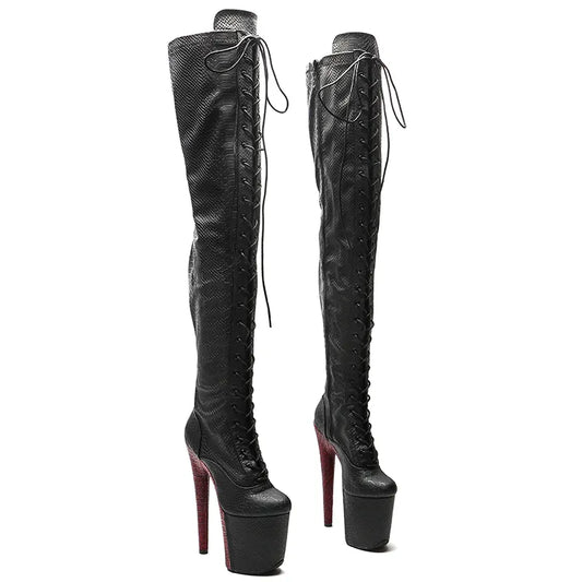 20CM/8inches  Women New Design  Extreme High Heel   Lap Dancing Stripper Shoes Platform Lace-up 5B