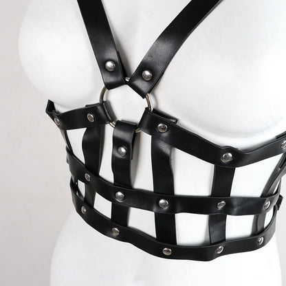 PU Leather Harness Body Set Women Gothic Lingerie Body  Goth Corset Suspender Waist Leg Garters Rave Clothes