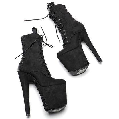 20CM/8inches  Suede upper with patent PU   Nightclub  Stiletto Pumps High Heels Women's Party Shoes