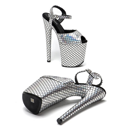 New  materials covered heels Women's Platform Sandals Pole Dancing Shoes 8 Inch High Heels Shoes ladies shoes