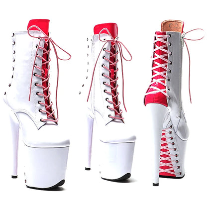 20CM/8inches Patent PU Pole dancing shoes High Heel platform Boots  Pole Dance boots