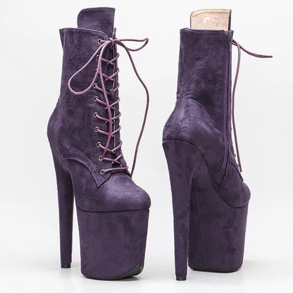 Purple Suede 20CM/8Inch Women's Platform disco party High Heels Shoes Pole Dance boot