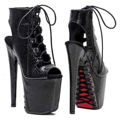 20CM/8inches snake pattern Pole dancing shoes High Heel  women boots  platform boots 2B