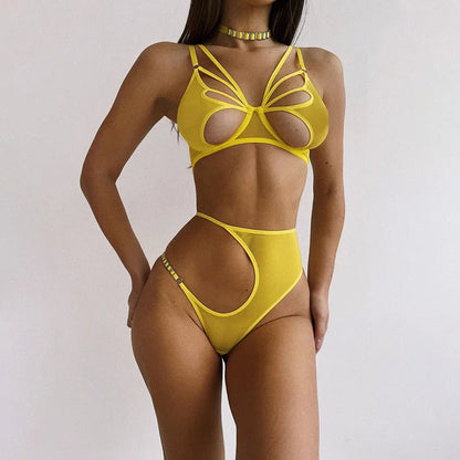 Ellolace Erotic Lingerie For Full Hollow Bra Underwear Uncensored 6-Pieces Garters Sexy Exotic Sets Fantasy Onlyfans Kit