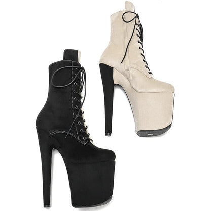 Black and Beige Suede high HeelShoe  Heels 8Inch More Colors y Exotic Pole Dance Booties