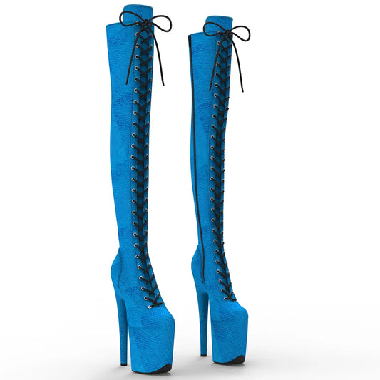 20cm/8inches Snake Upper y High Heel Platform Thigh High Boots Pole Dancing Boots