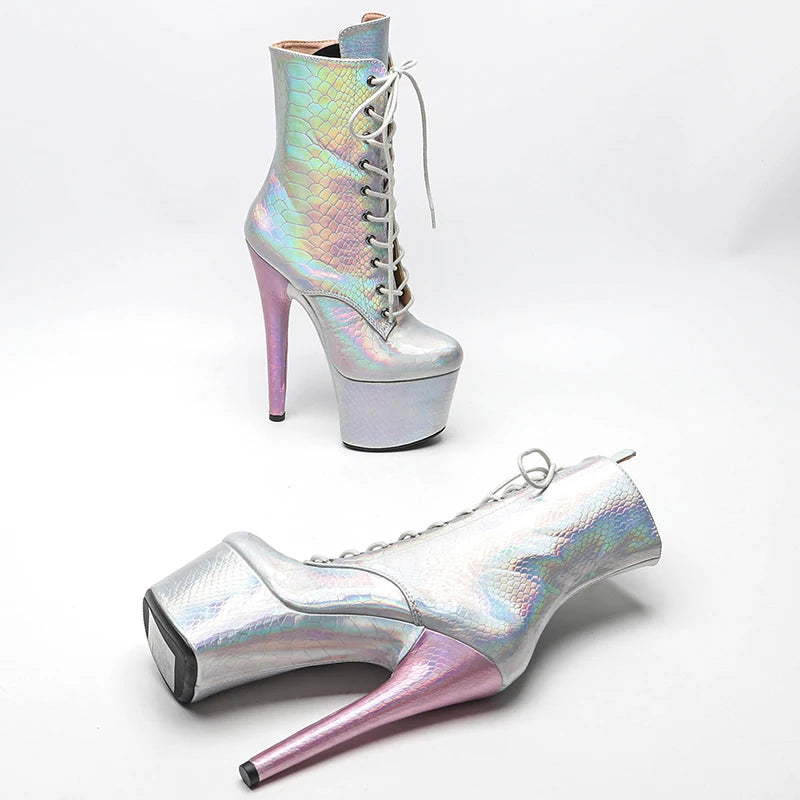 Shinny Sanke Upper 17CM/7inches Pole Dancing Shoes High Heel Platform Boots Pole Dance Shoes