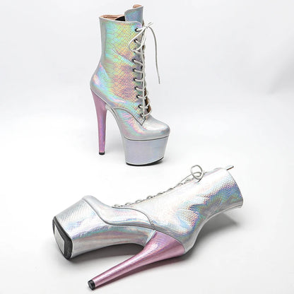 Shinny Sanke Upper 17CM/7inches Pole Dancing Shoes High Heel Platform Boots Pole Dance Shoes