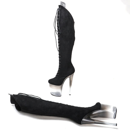 20CM/8inches  suede Pole dance shoes High Heel platform Boots closed toe Pole Dance boot