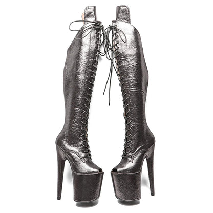 20CM/8inches Women New  Extreme High Heel pole  Dancing Stripper Shoes y Platform  knee high boots 5B