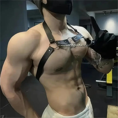 Mens Chest Harness Belt Men  Gothic Half Body  Lingerie Adjustable Harness     Rave Cosplay Costume