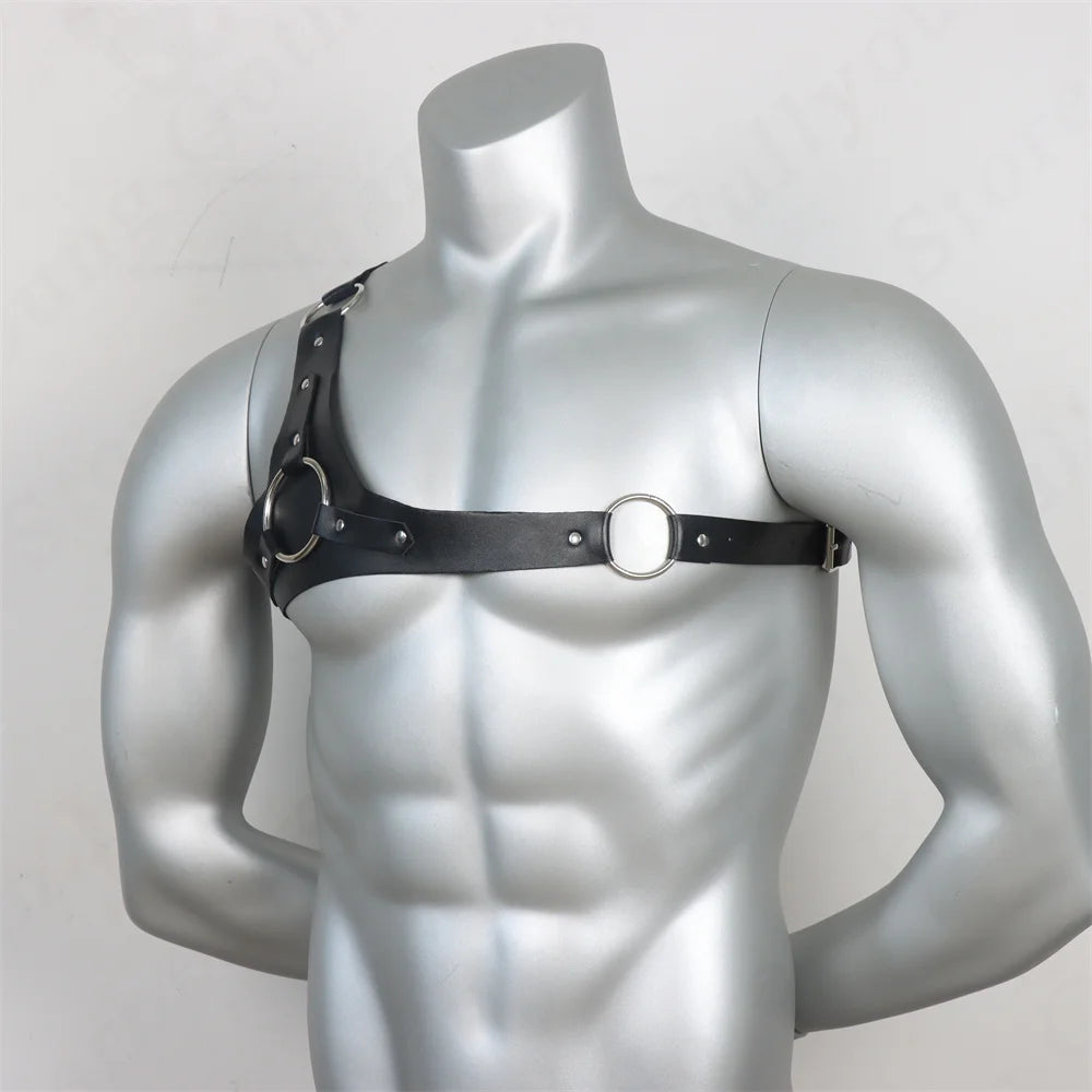Gothic Exotic Punk Body Chest Harness Mens Leather Top  Gay  Underwear  Man Rave Accessories Male  Tanks