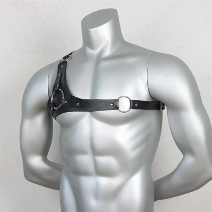 Gothic Exotic Punk Body Chest Harness Mens Leather Top  Gay  Underwear  Man Rave Accessories Male  Tanks
