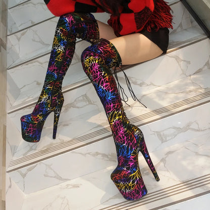 20CM/8inches Pole dancing shoes High Heel platform Boots closed toe Pole Dance boots