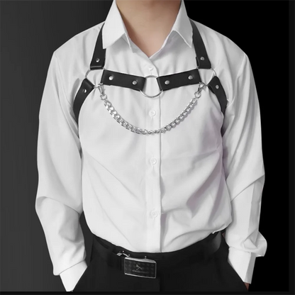 Men ual Chest Leather Harness Belts Adjustable   Body  Harness Strap Rave  Clothing for Adult