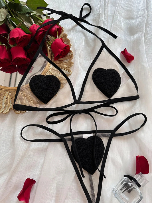 Ellolace Erotic Lingerie Halter Porn Sexy Women Underwear Uncensored Transparent Bra Sex shop Stitch Thongs Ensemble Costume