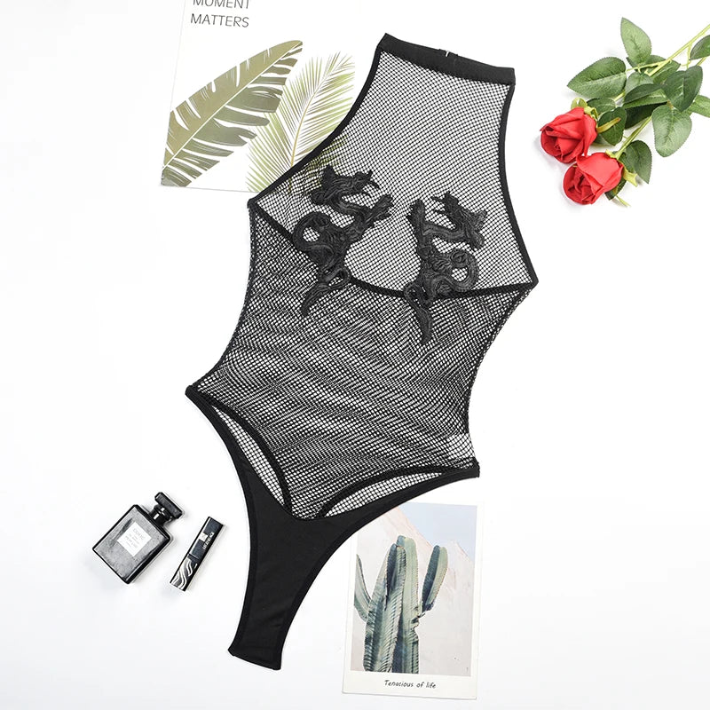 Fistnet y  Body Lingerie  Bodysuit Crotchless   Costume Transparent For Mesh Sensual Tights