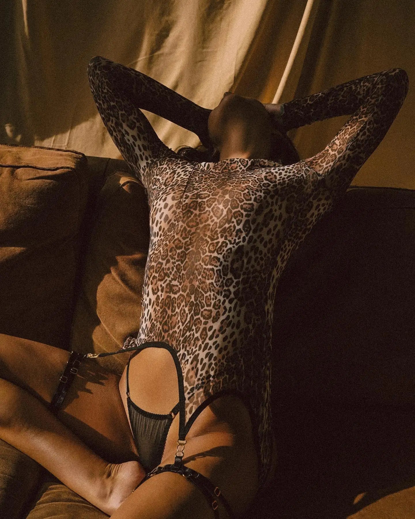 Leopard Body Suit Sexy Animal Print Bodycon Tops Tight Long Sleeve Fantasy Bodysuit Lace  Outfit 2023