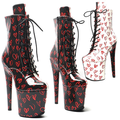 Newest 20CM/8CM  PU upper  Two color Mix color   Pole dancing shoes High Heel platform Boots  Pole Dancing boot