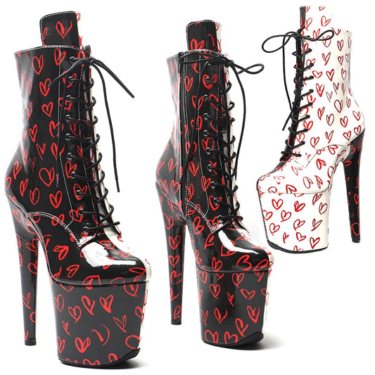 Newest 20CM/8CM  PU upper  Two color Mix color   Pole dancing shoes High Heel platform Boots  Pole Dancing boot