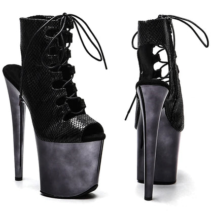 20cm/8inches Snake Upper small open toe  Fashion  High Heel platform   Pole Dancing boot