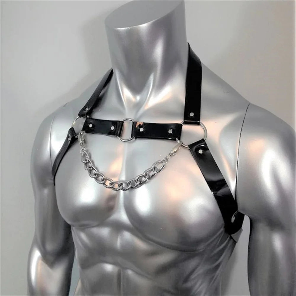 Mens Chest Harness Belt Men  Gothic Half Body  Lingerie Adjustable Harness     Rave Cosplay Costume
