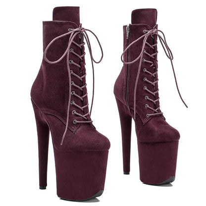 20CM/8inches suede Pole dance shoes High Heel platform Boots closed toe Pole Dance boot