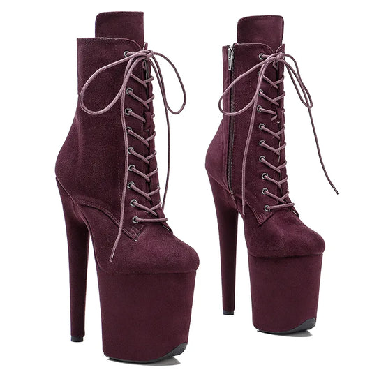 20CM/8inches suede Pole dance shoes High Heel platform Boots closed toe Pole Dance boot