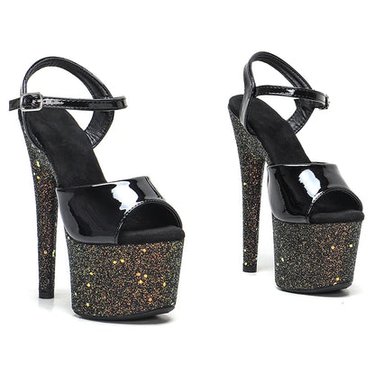 17cm/7inches  Patent PU upper  glitter platform style high heel sandals y model shoes pole dance shoes