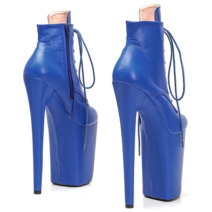 23CM/9inches PU upper y Short Boots Nightclub  Stiletto Pumps Side Zipper High Heels Women's Party Shoes 2B