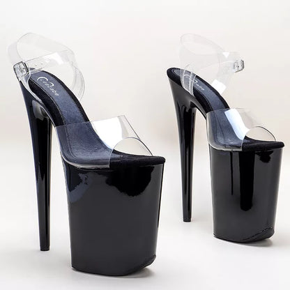 9inches Black Platform Shoes y Dance Shoes 23 CM High Heels Sandals Pole Dance shoes