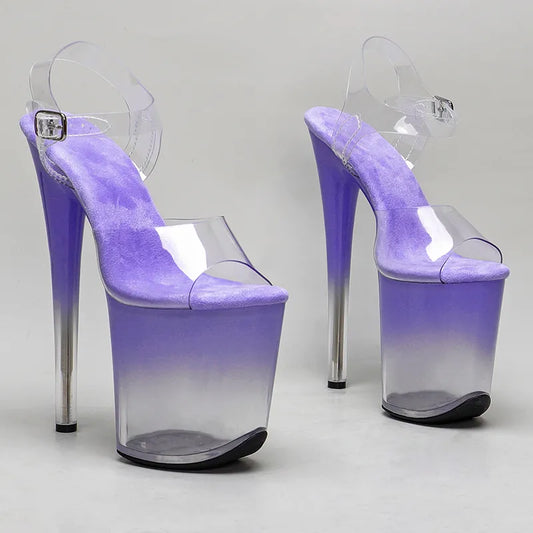20cm/ 8inches PVC upper   Transparent Purple  color gradient  platform  high heel sandals  pole dance shoes