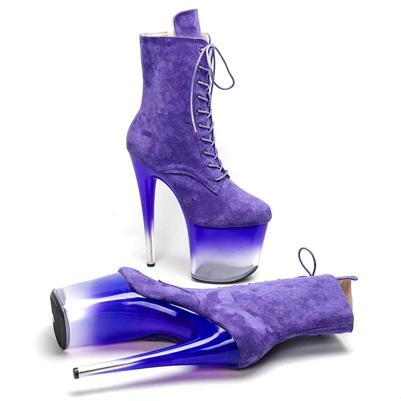 20CM/8Inch Suede Upper y  model for  lady ankle boots High Heels platform  Pole Dance boot