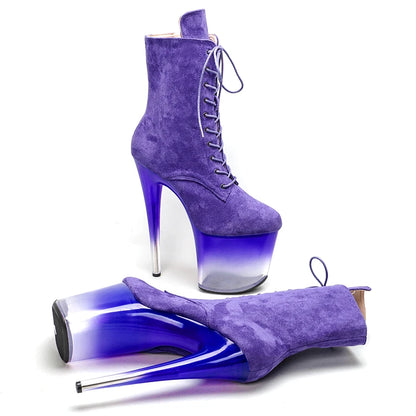 20CM/8Inch Suede Upper y  model for  lady ankle boots High Heels platform  Pole Dance boot