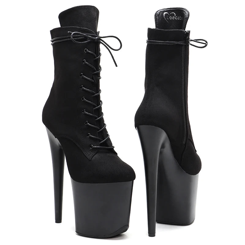 Black 20CM/8inches Pole dancing shoes High Heel platform Boots closed toe Pole Dance boots