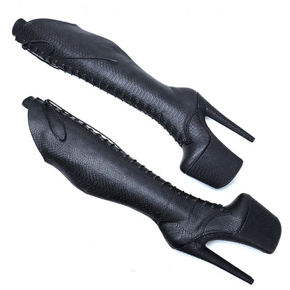 20CM/8inches new design super high heel  platform boots model nightclub  knee high boots 5B