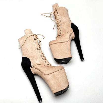 20CM/8inches Suede upper Pole dancing shoes High Heel platform Pole Dance boot