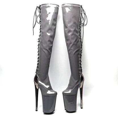23CM/9inches Patent PU  fashion  lady  High Heel platform  Pole Dance boots
