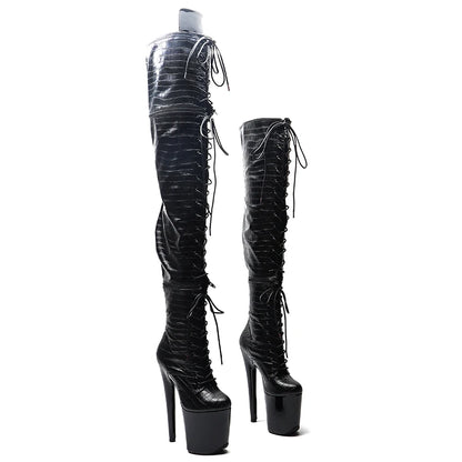 20CM/8Inch Patent Upper Zipper split boots Women New Design Three ways wear boots Extreme High Heel  Detachable boots 5B