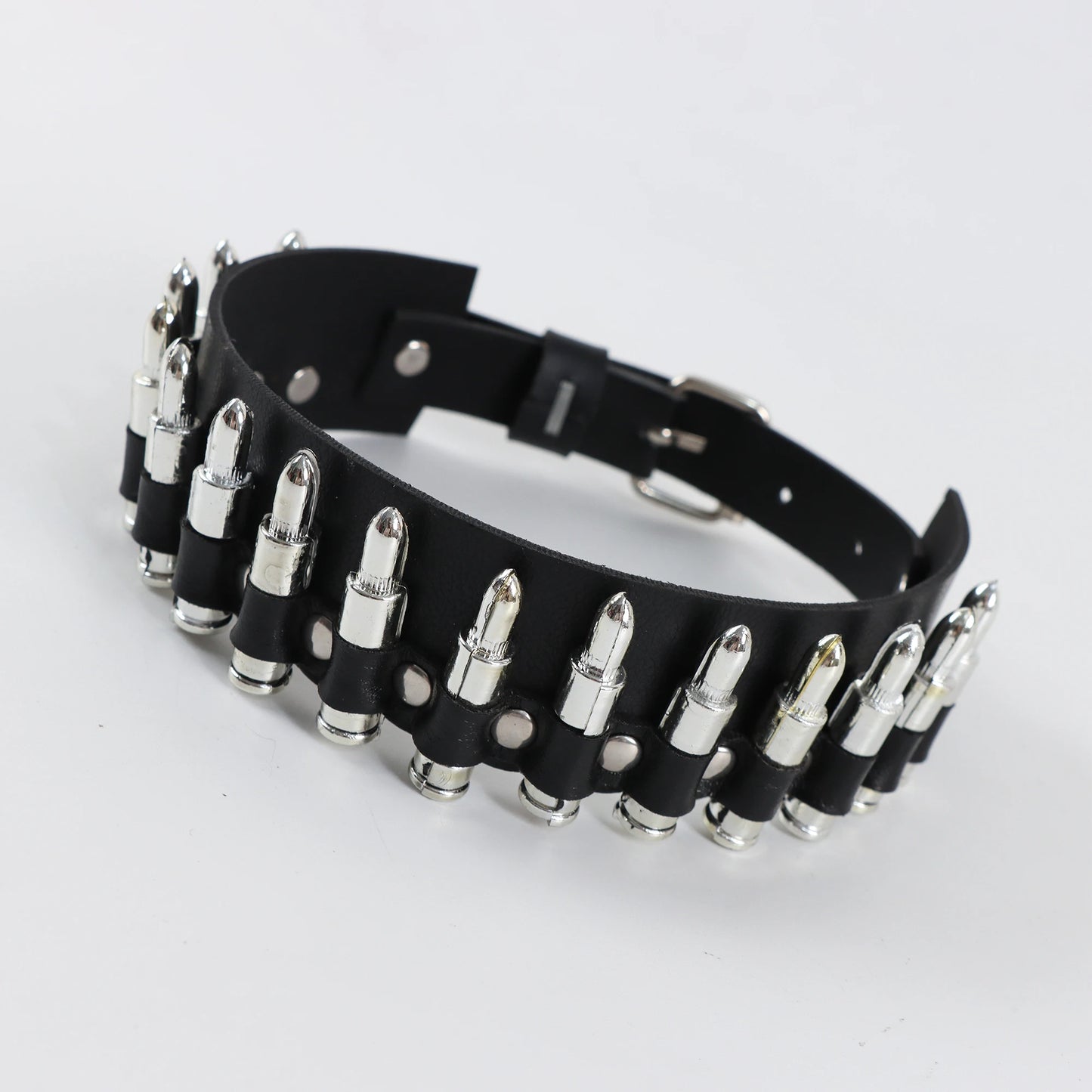 Punk Silver Color Spike Rivets Choker Necklace Leather Anime Necklaces Women Chokers Collar  Harness witch rave Necklace