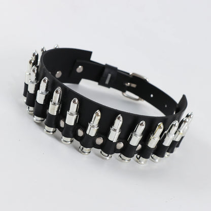 Punk Silver Color Spike Rivets Choker Necklace Leather Anime Necklaces Women Chokers Collar  Harness witch rave Necklace