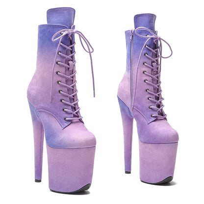 20CM/8inches Gradual change of color y boot  Stripper Shoes Women Pole Dance Models Catwalk Show High Heels 3B
