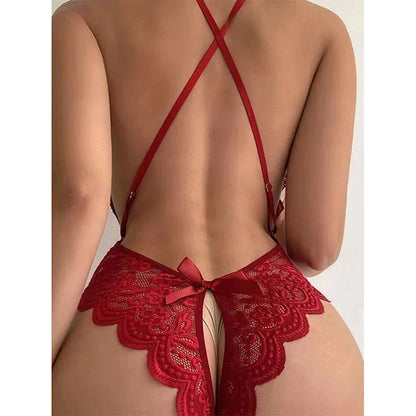 New Crotchless  Lingerie Ladies Sleepwear Fashion Lace iest Nighties Babydoll Dress  Costume Mesh Women's Underwear